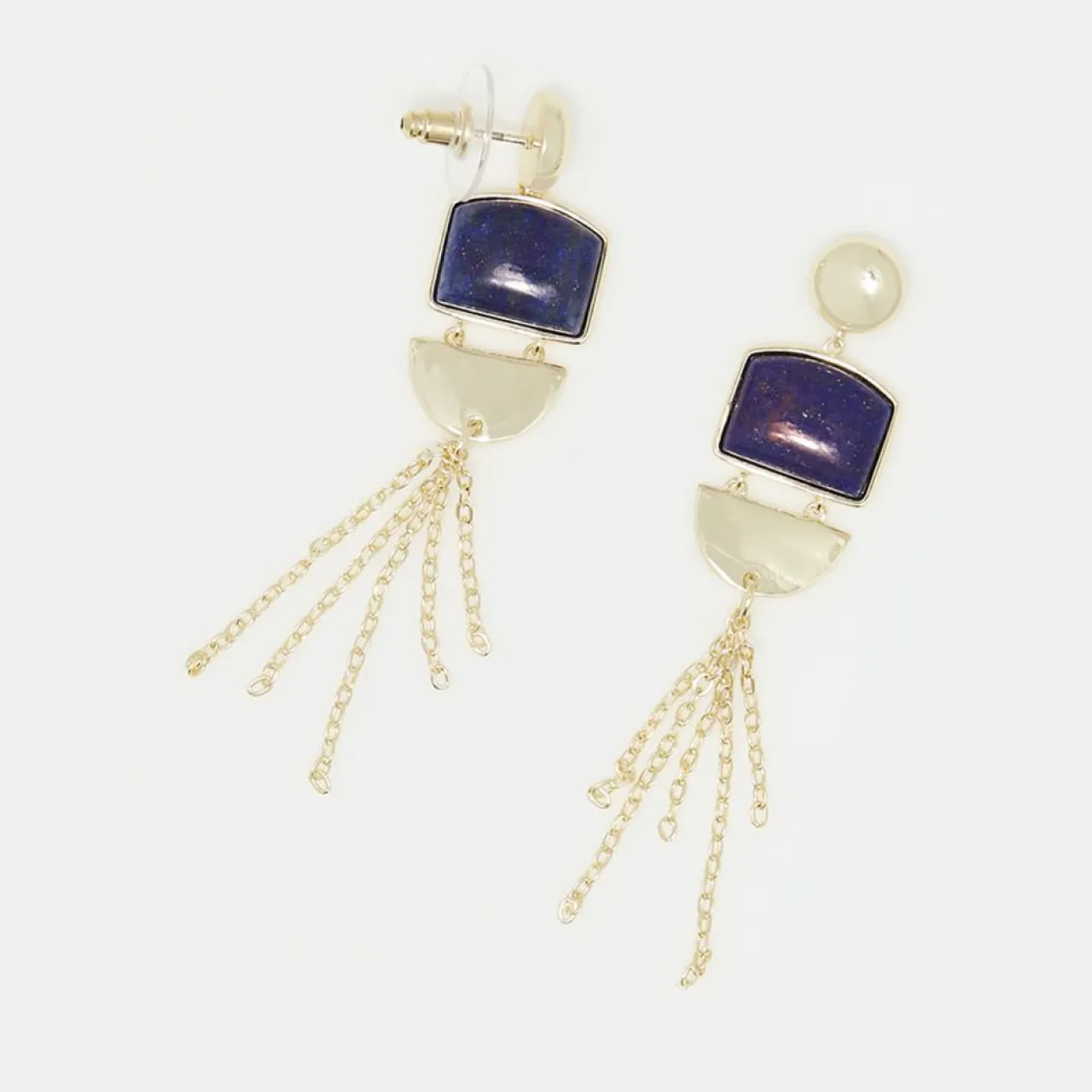 Boucles d'oreilles Peryne Lapis en Laiton doré