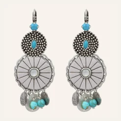 Boucles d'oreilles Positano multipierres argenté/turquoise