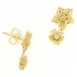 Boucles d'oreilles Quincy Pierre de Lune blanche en laiton doré