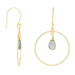 Boucles d'oreilles Véro Labradorite en laiton doré