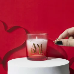 Bougie parfumée bague Amour rouge - 7.1x8.4x7.4 cm