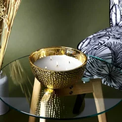 Bougie Parfumée Martelée dorée - 5 méches - 21x9.5x21 cm