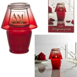 Bougie Parfumee Lampe Amour rouge - 9.7x12.5x9.7 cm