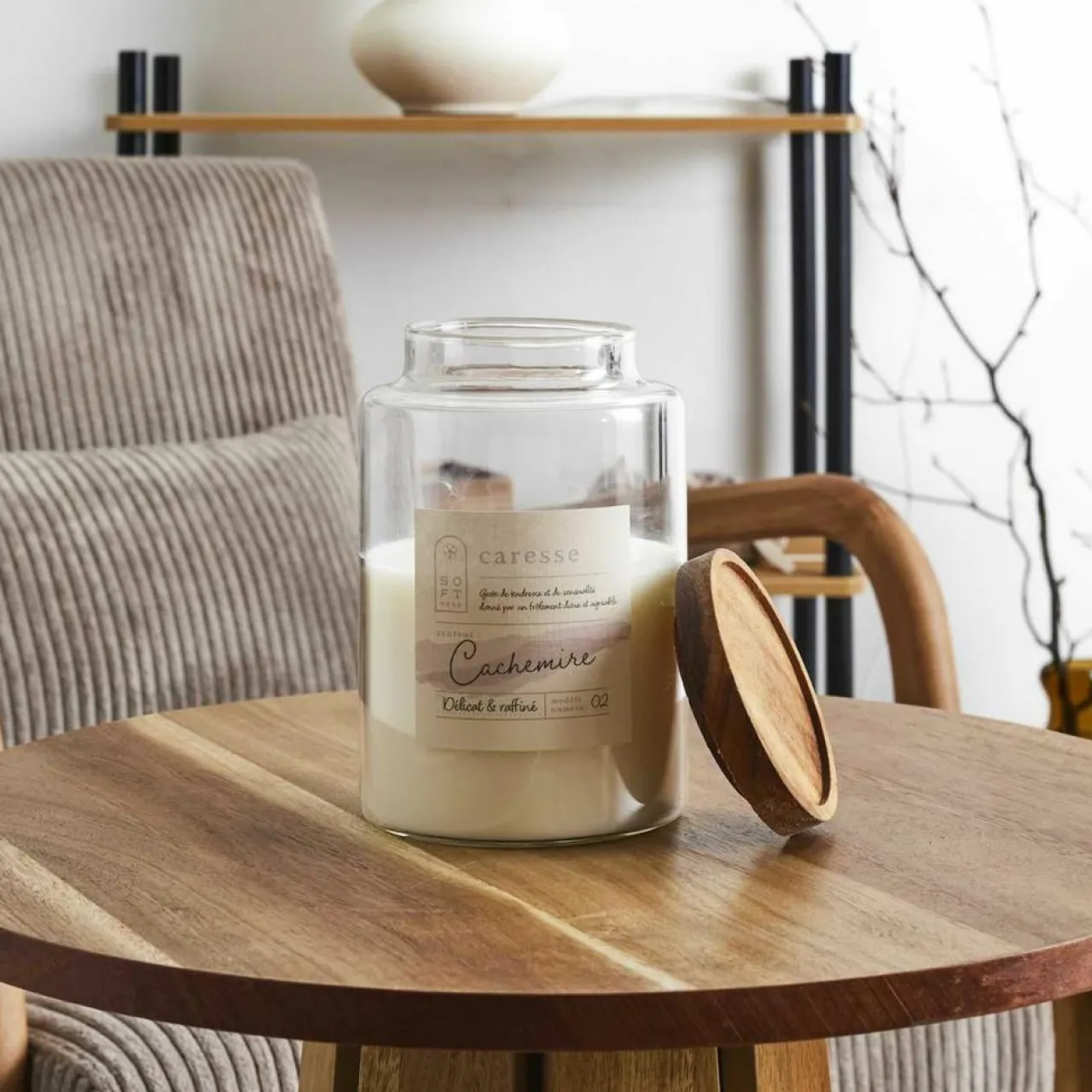 Bougie Parfumee Pot Top Acacia blanc - 11x16.5x11 cm