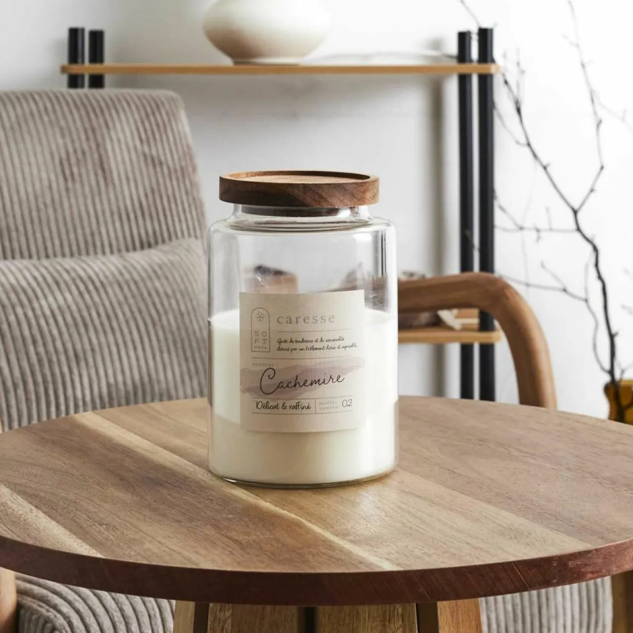 Bougie Parfumee Pot Top Acacia blanc - 11x16.5x11 cm