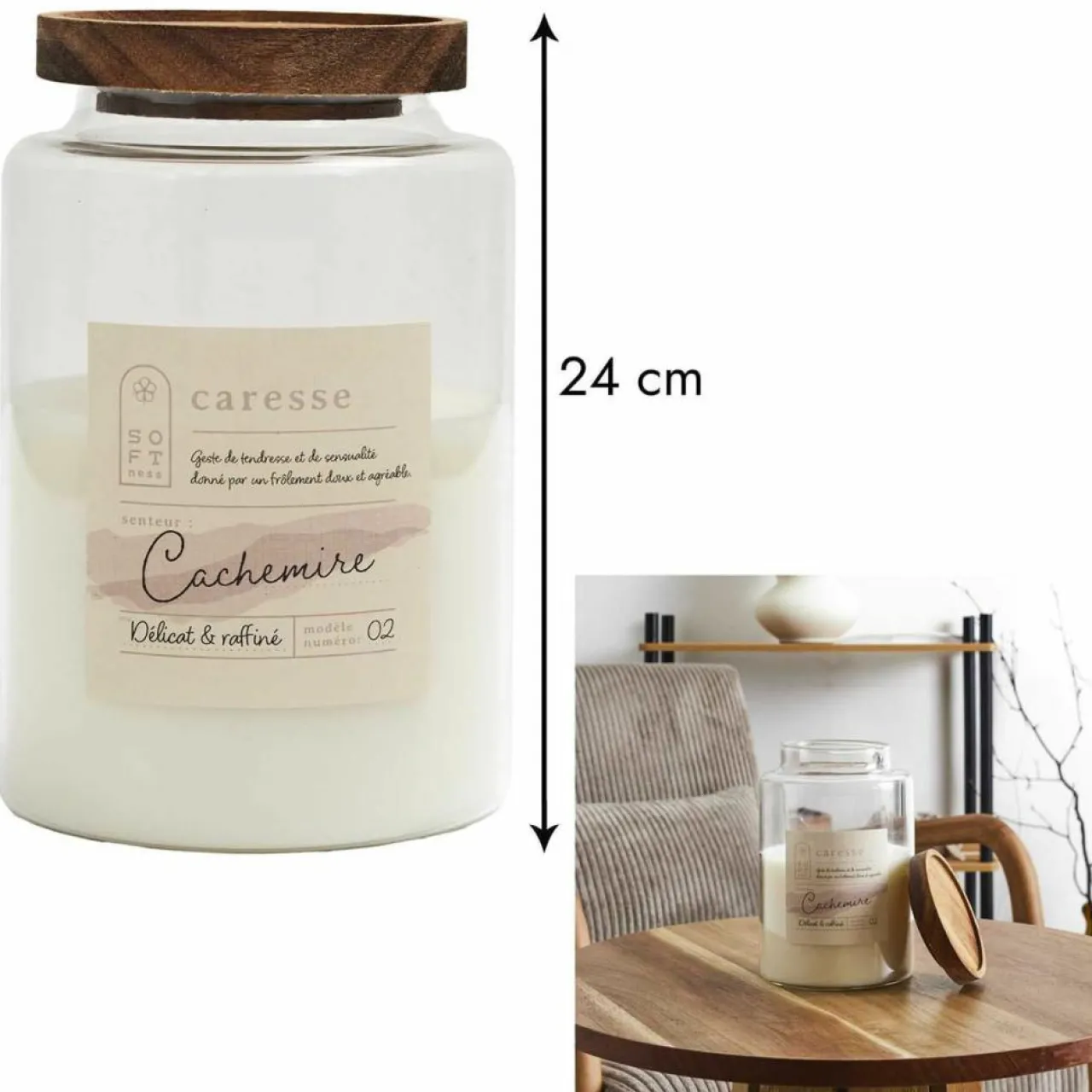 Bougie Parfumee Pot Top Acacia blanc - 11x16.5x11 cm