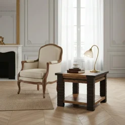 Bout de canapé Bois Massif Acacia Moon Marron - 50x50x40 cm