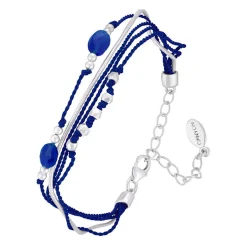 Bracelet en Argent, Coton & Calcédoine bleue