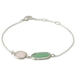 Bracelet Zoé Aventurine & Quartz en laiton argenté
