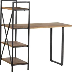 Bureau avec étagère manguier stockholm noir - 130x60x130 cm