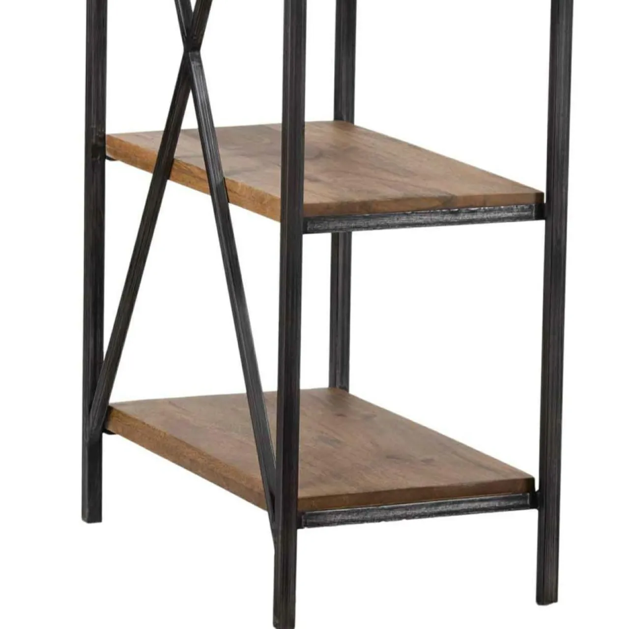 Bureau avec étagère manguier stockholm noir - 130x60x130 cm