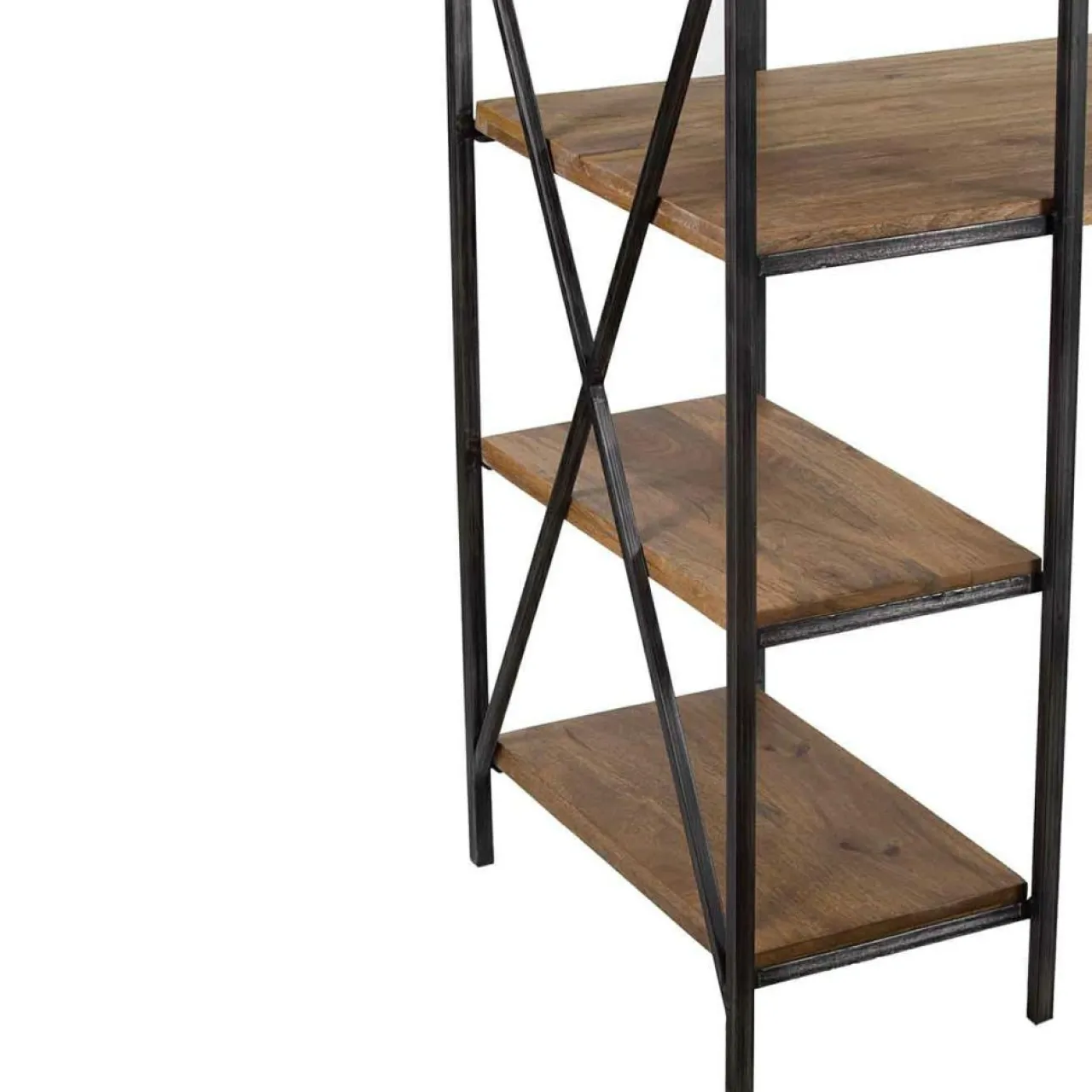 Bureau avec étagère manguier stockholm noir - 130x60x130 cm