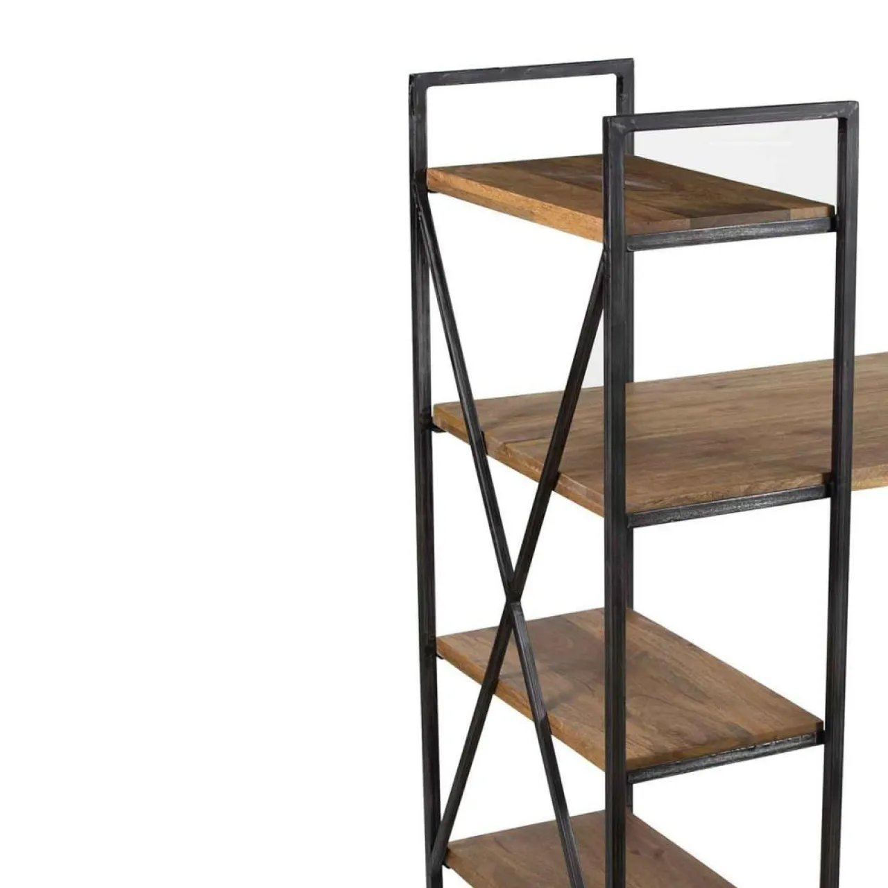 Bureau avec étagère manguier stockholm noir - 130x60x130 cm