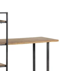 Bureau avec étagère manguier stockholm noir - 130x60x130 cm