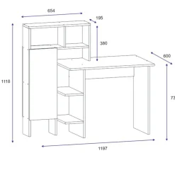 Bureau Bugra chêne - 119.7x111.8x60 cm