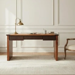 Bureau en bois massif Acacia Moon Naturel - 140x70x76 cm