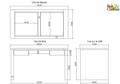 Bureau en bois massif Acacia Moon Naturel - 140x70x76 cm