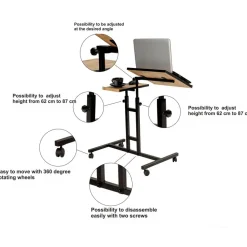 Bureau mobile à roulettes Glen 768 noir - 67x87x45.5 cm