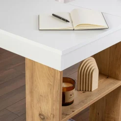 Bureau Vesper blanc/pin - 130x72x50 cm