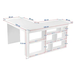 Bureau Vesper blanc/pin - 130x72x50 cm