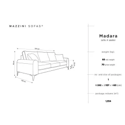 Canapé 4 places Madara beige - 237x102x90 cm