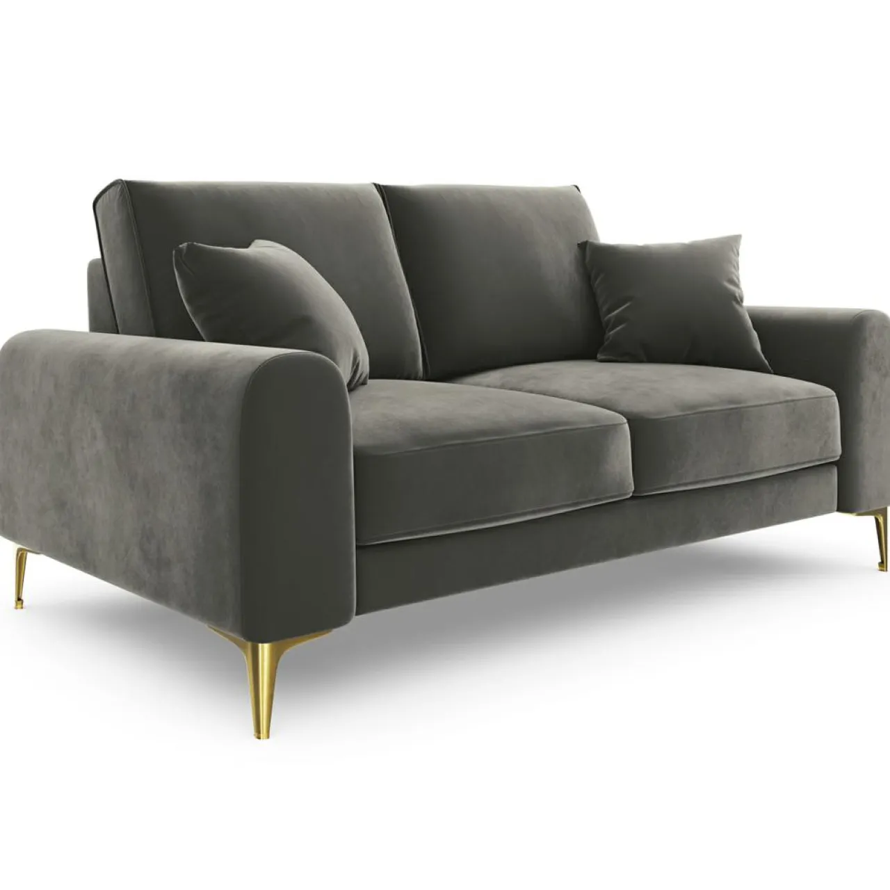 Canapé 2 places velours madara gris - 172x102x90 cm