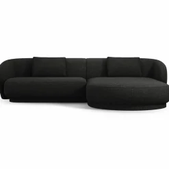 Canapé angle droit Linden Chenille 4 Places noir - 289x177x72 cm