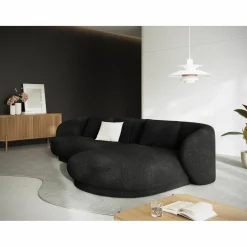 Canapé angle droit Linden Chenille 4 Places noir - 289x177x72 cm