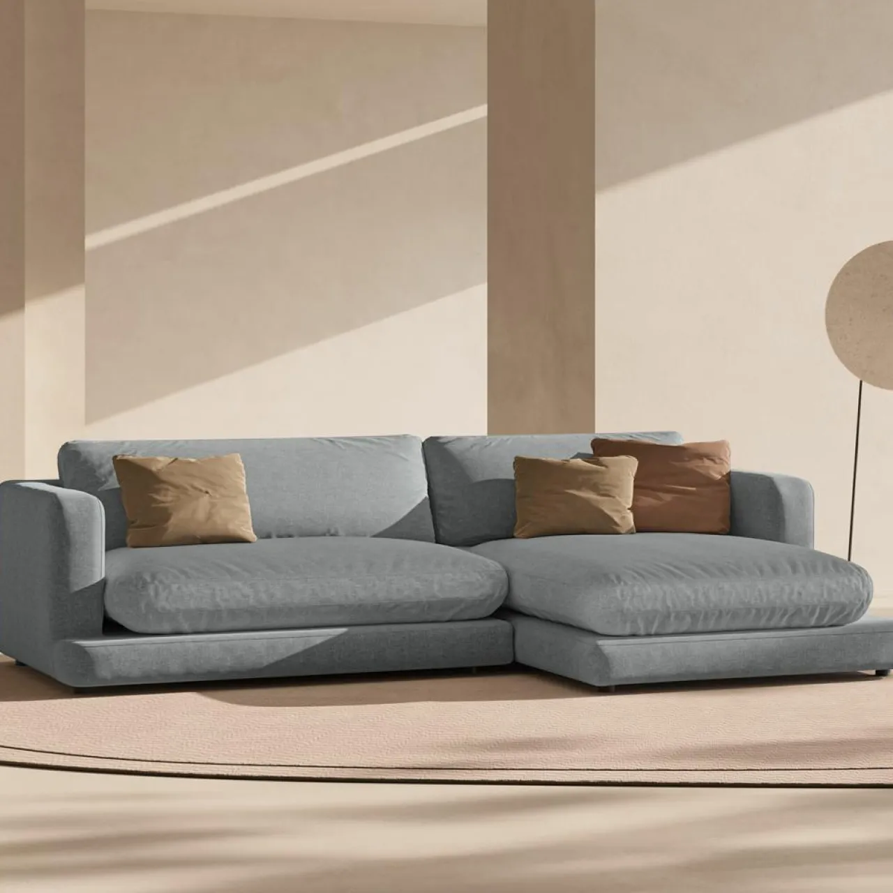 Canapé d'angle droit Daphne 4 Places Gris Foncé - 270x170x86 cm