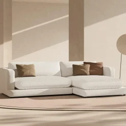 Canapé d'angle droit Daphne 4 Places Ivoire - 270x170x86 cm