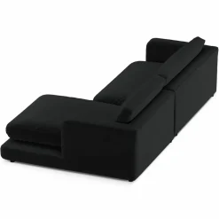 Canapé d'angle droit en Velours Daphne 4 Places Noir - 270x170x86 cm