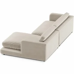 Canapé d'angle droit en Velours Daphne 4 Places Beige Clair - 270x170x86 cm