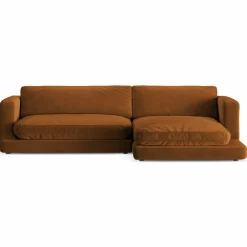 Canapé d'angle droit en Velours Daphne 4 Places Terracotta - 270x170x86 cm