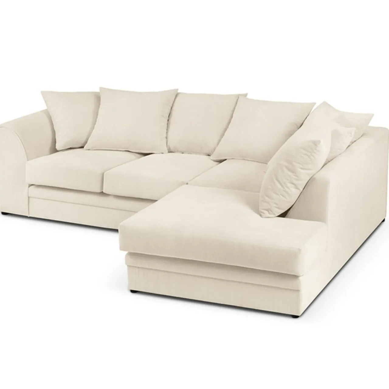 Canapé d'angle Droit Quince Velours côtelé 4 Places beige clair - 221x171x80 cm