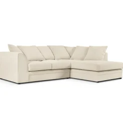 Canapé d'angle Droit Quince Velours côtelé 4 Places beige clair - 221x171x80 cm