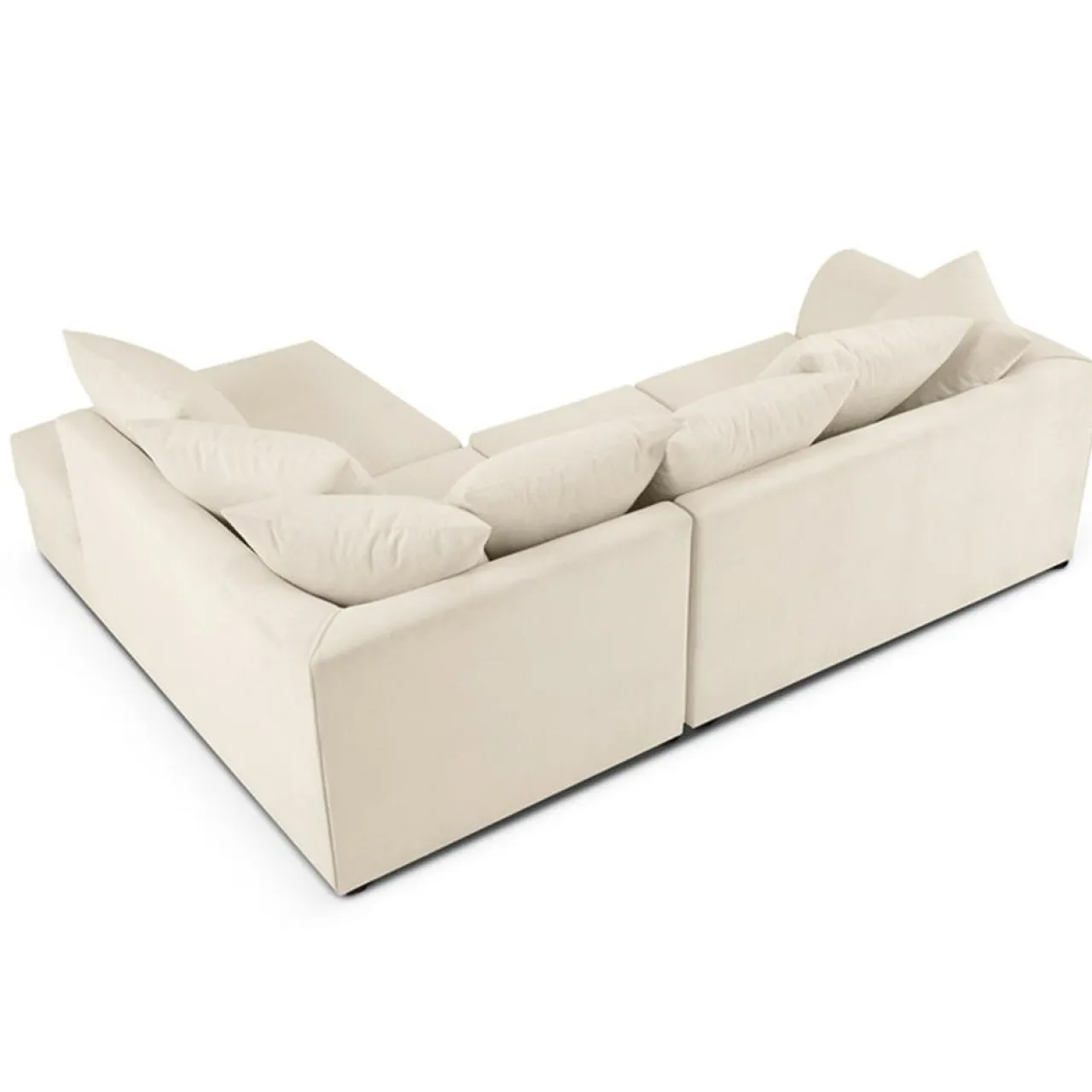 Canapé d'angle Droit Quince Velours côtelé 4 Places beige clair - 221x171x80 cm