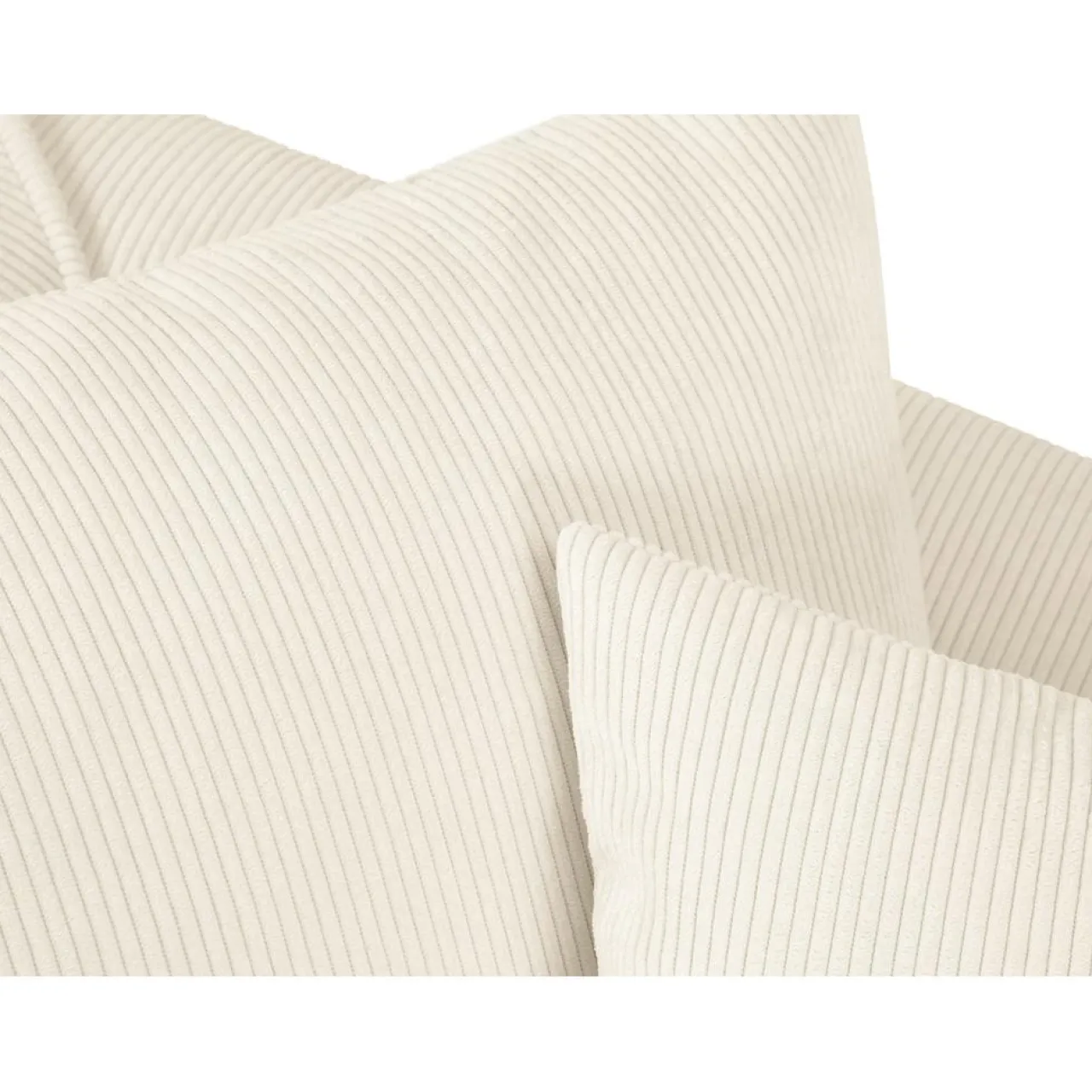 Canapé d'angle Droit Quince Velours côtelé 4 Places beige clair - 221x171x80 cm