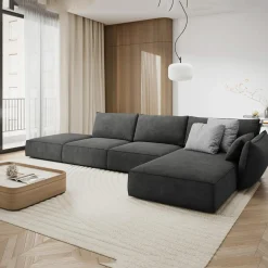 Canapé D'Angle Droit Vanda 5 Places 1 gris - 386x166x85 cm