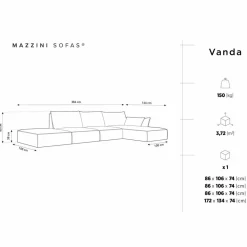 Canapé D'Angle Droit Vanda 5 Places 1 beige clair - 386x166x85 cm