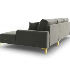 Canapé d'angle droit velours madara gris - 254x182x90 cm