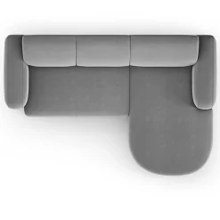 Canapé d'angle droit Velours Jasmin 4 Places gris - 250x170x72 cm