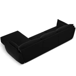 Canapé d'angle droit Velours Vanda 4 Places noir - 300x166x85 cm