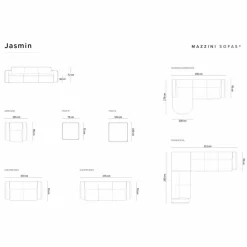 Canapé d'angle droit Velours Jasmin 4 Places noir - 250x170x72 cm