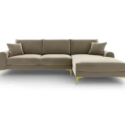 Canapé d'angle droit velours madara beige - 254x182x90 cm