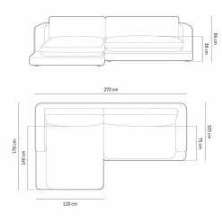 Canapé d'angle Gauche Daphne 4 Places Vert mousse - 270x170x86 cm