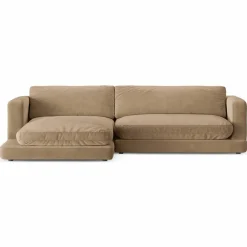 Canapé d'angle Gauche en Velours Daphne 4 Places Beige Foncé - 270x170x86 cm