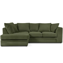 Canapé d'angle Gauche Quince Velours côtelé 4 Places vert - 221x171x80 cm