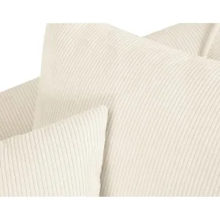 Canapé d'angle Gauche Quince Velours côtelé 4 Places beige clair - 221x171x80 cm