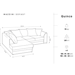 Canapé d'angle gauche Quince 4 Places gris foncé - 221x171x80 cm