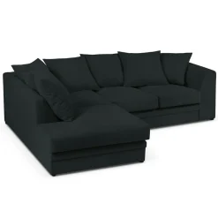 Canapé d'angle Gauche Quince Velours côtelé 4 Places noir - 221x171x80 cm